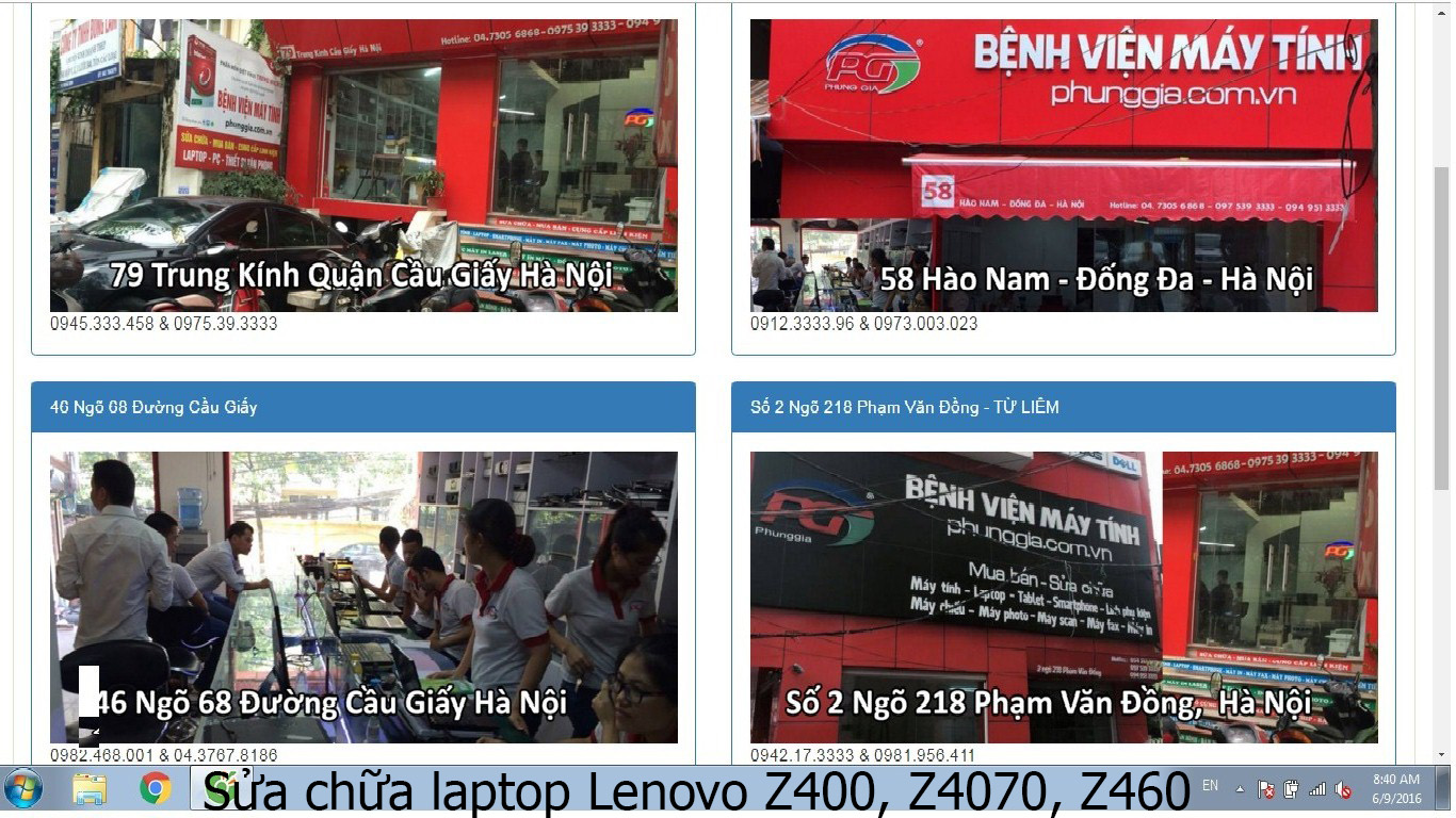 sửa chữa laptop Lenovo Z400, Z4070, Z460