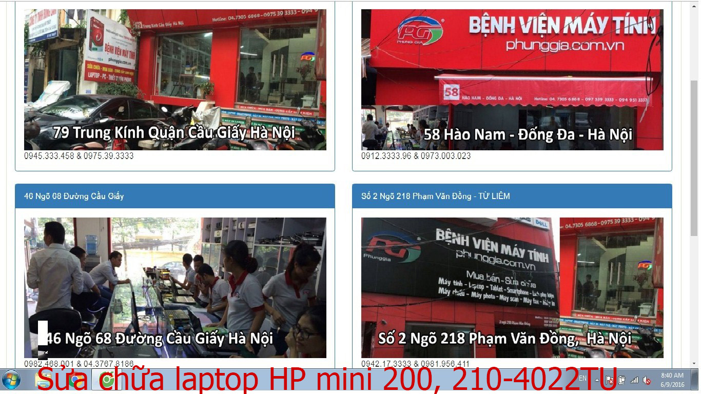 sửa chữa laptop HP mini 200, 210-4022TU, 210-4028TU, 240 